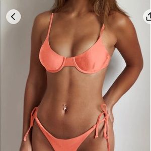 Coral balconette bikini set